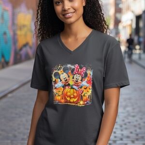 Black Mickey and Minnie Halloween T-Shirt